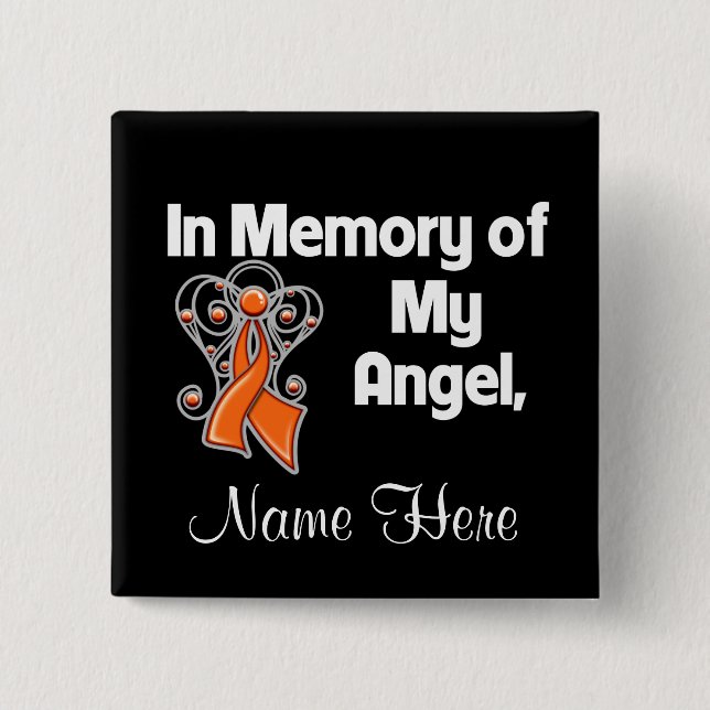 Personalised Kidney Cancer In Memory of My Angel 15 Cm Square Badge (Front)