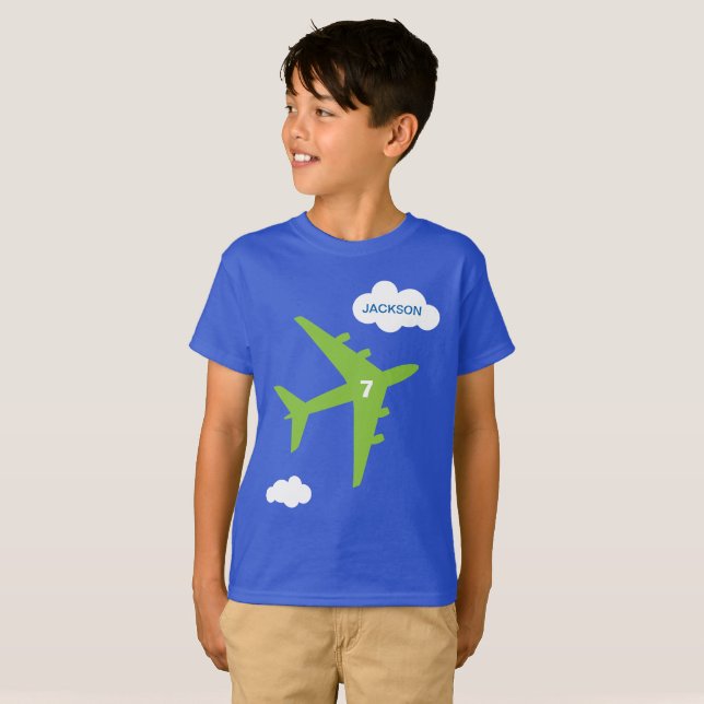 Personalised kid's aeroplane birthday party T-Shirt (Front Full)