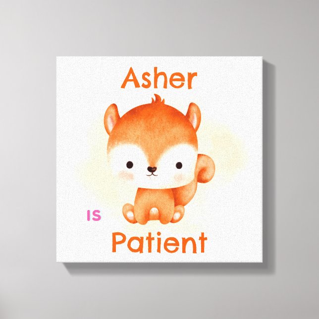 Personalised Kids Affirmation Deco |Brown Squirrel Canvas Print (Front)