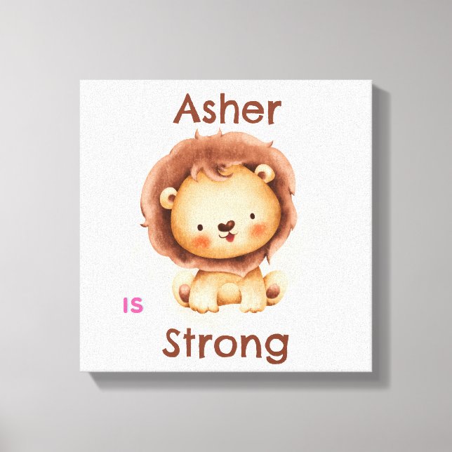 Personalised Kids Affirmation | Strong Lion   Canvas Print (Front)