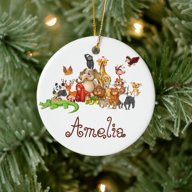 Personalised Kid's animals  Ceramic Tree Decoration (Tree)
