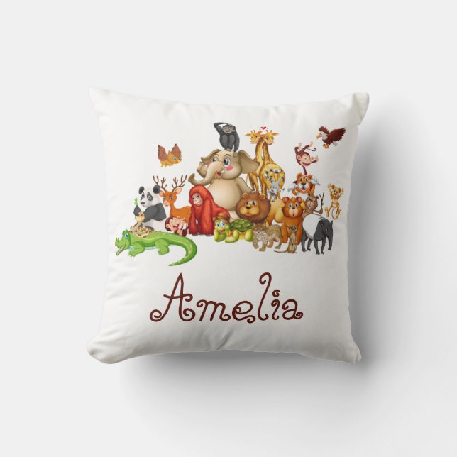 Personalised Kid's animals  Cushion (Front)