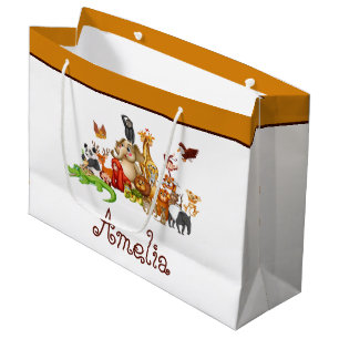 Personalised Kid's animals Large Gift Bag