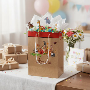 Personalised Kid's animals Medium Gift Bag
