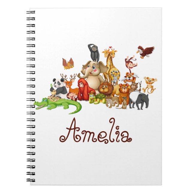 Personalised Kid's animals  Notebook (Front)