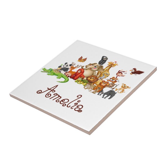 Personalised Kid's animals Tile (Side)