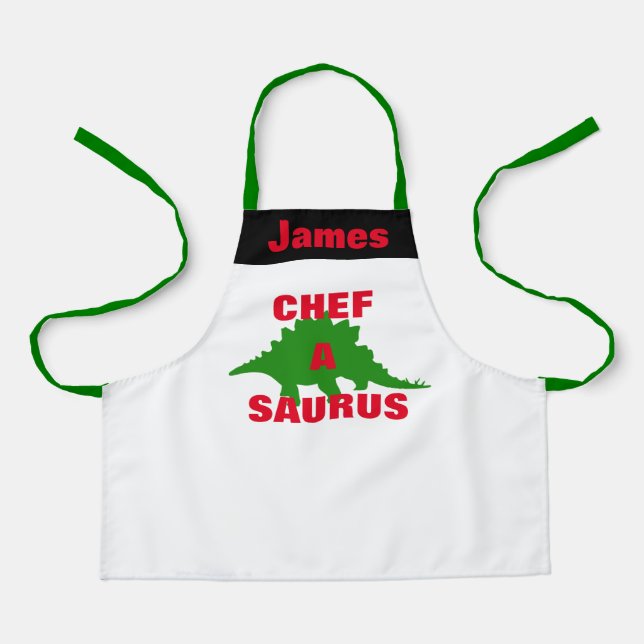 Personalised Kid's Aprons, Dinosaur Graphic Chef Apron (Front)
