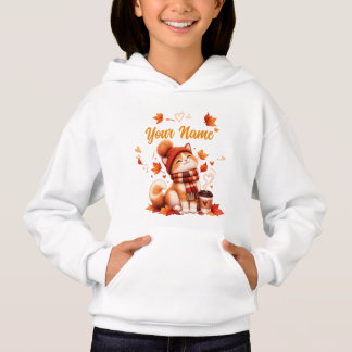 Personalised Kids Autumn Cat T-Shirt | Custom Name