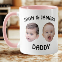 Personalised Kids Baby Face Mug | 2 Photos Dad Mug