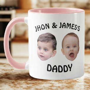 Personalised Kids Baby Face Mug 2 Photos Dad Mug