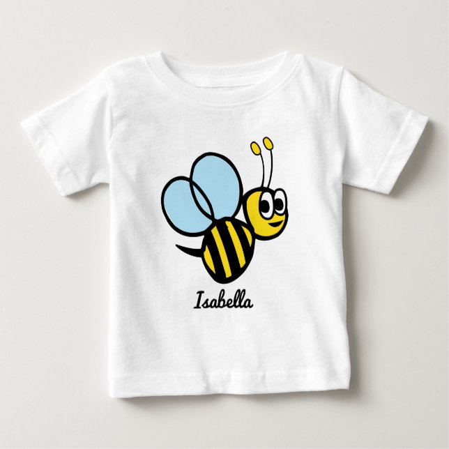 Personalised Kids Bee Cute Yellow Bumblebee Girls Baby T-Shirt (Front)