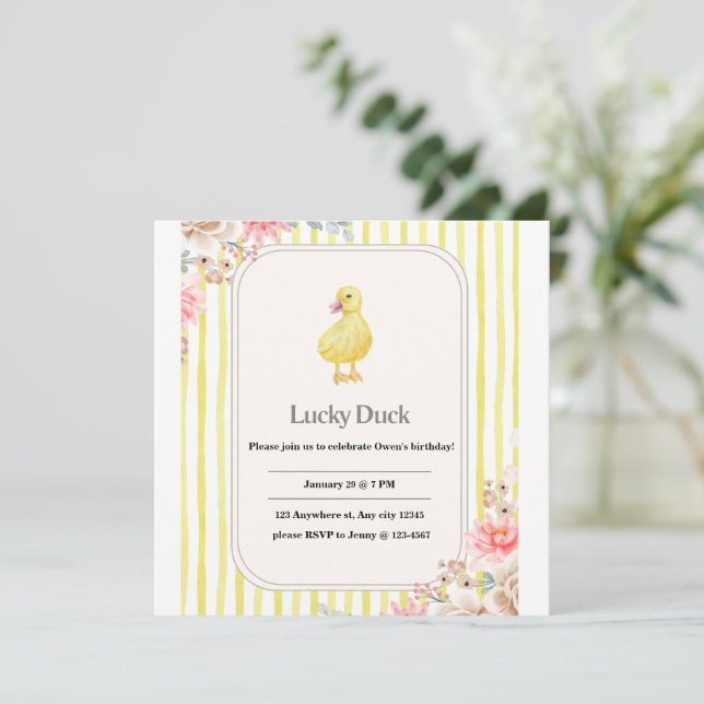 personalised kids birthday card with duck (Standing Front)