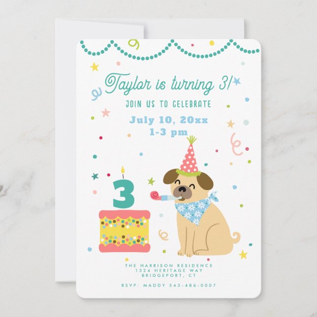 Personalised Kids Birthday Invitation (Front)