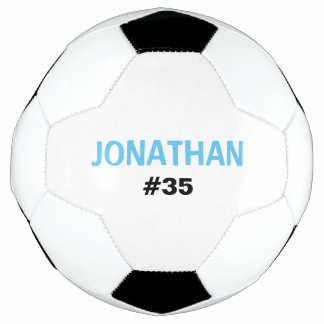 Personalised Kids Blue White Add A Name Soccer Ball