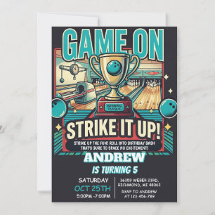 Personalised Kids Bowling Birthday Invitations