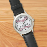 Personalised Kids Boys Baseball Watch<br><div class="desc">Baseball or softball in red and white with black varsity style lettering. Show off your sporty boy or child's sports ball skills with this awesome sporty watch,  great as a team or coach gift too.</div>