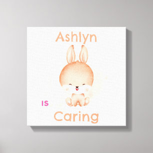 Personalised Kids Bunny Art Nursery Deco Canvas Print