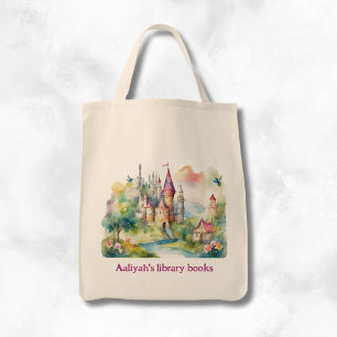 Personalised Kid's Castle Two Library Book Tote Bag