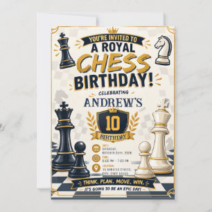 Personalised Kids Chess Birthday Invitation