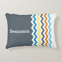 Personalised Kids Chevron Grey Blue Orange Yellow