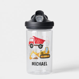 Personalised Kids Construction Digger  Water Bottle