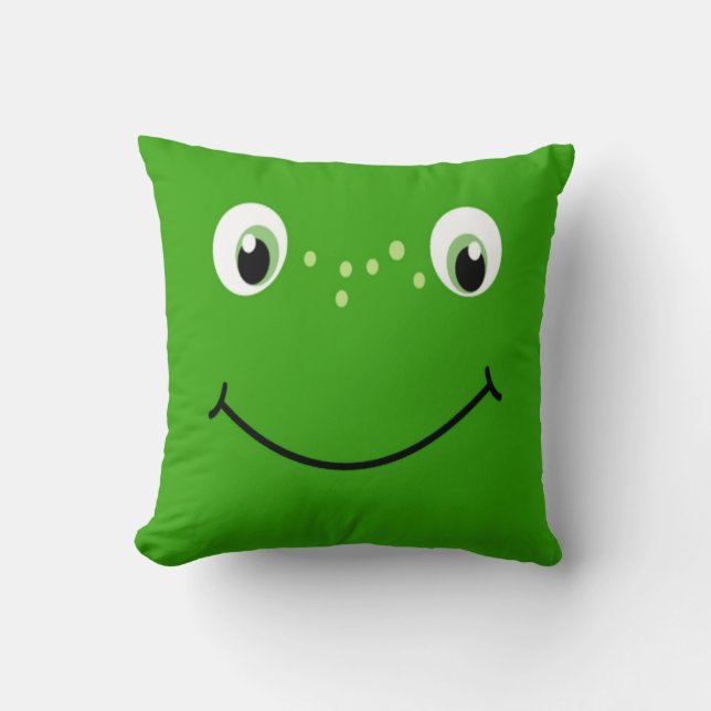 Personalised Kid's Cute Frog Amphibian Pillow (Front)