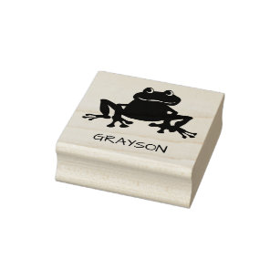 Personalised Kids Cute Frog Toad Rubber Stamp