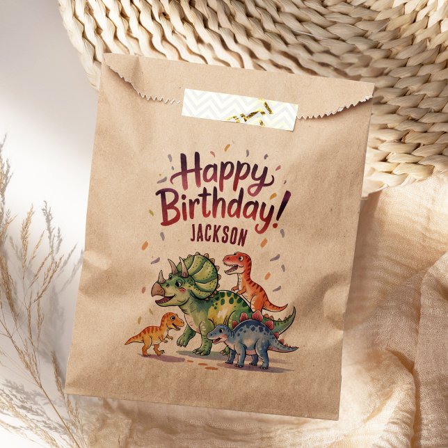 Personalised Kids Dinosaur Birthday Favour Bags (Creator Uploaded)