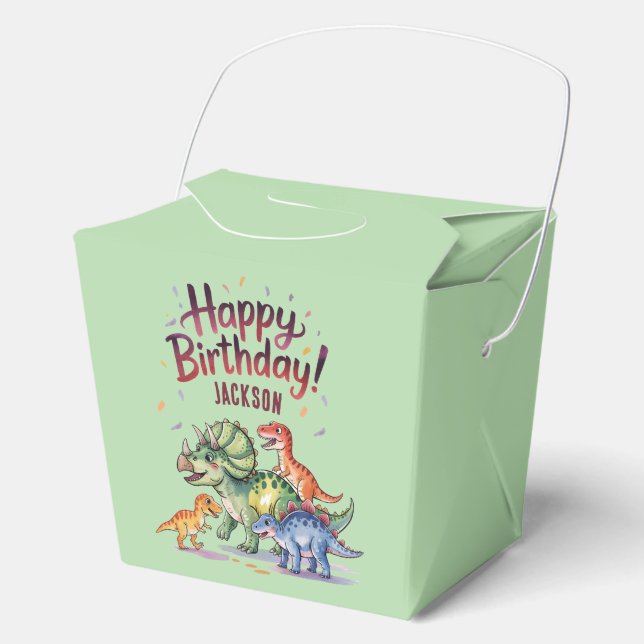 Personalised Kids Dinosaur Birthday  Favour Box (Front)