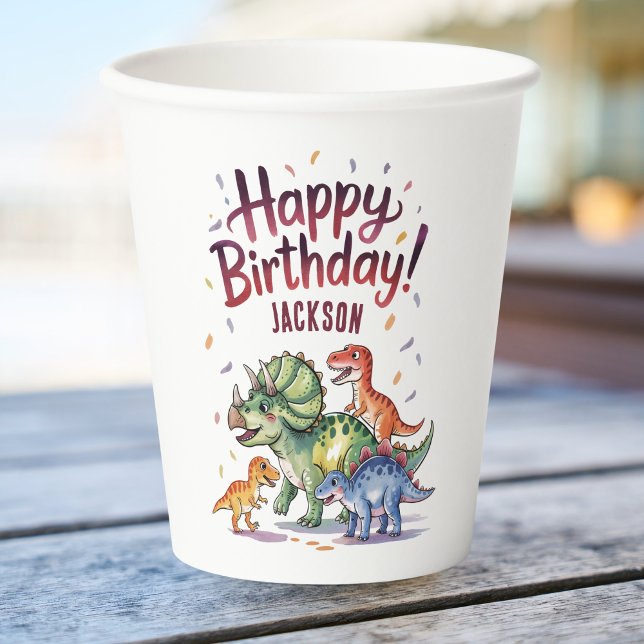 Personalised Kids Dinosaur Birthday Paper Cups (Creator Uploaded)