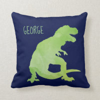 Personalised Kids Dinosaur Green Blue Watercolor