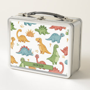 Personalised Kid's Dinosaur Pattern Metal Lunch Box