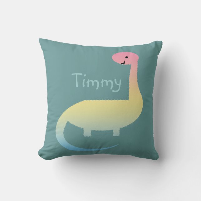 Personalised Kids Dinosaur Throw Pillow (Front)