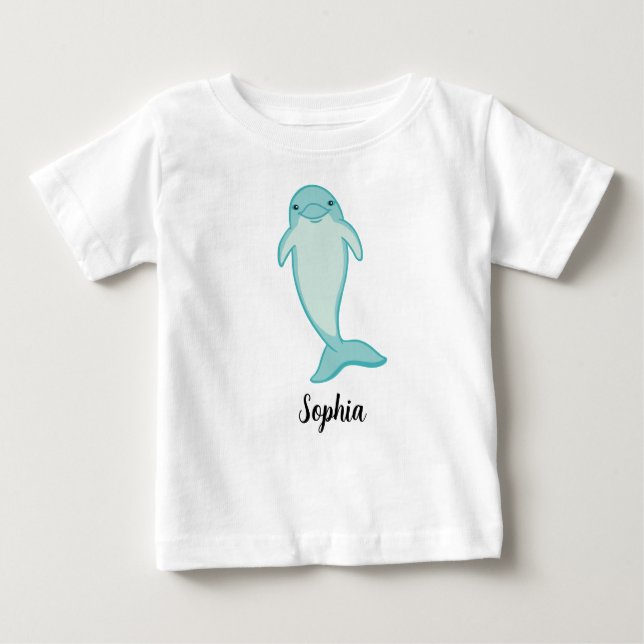 Personalised Kids Dolphin Girls Baby T-Shirt (Front)