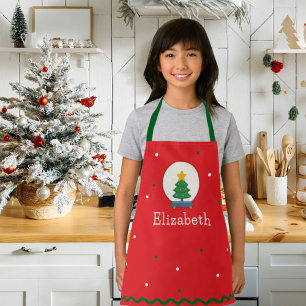 Personalised Kids Festive Snow globe Christmas  Apron