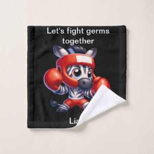 Personalised kids fight germs together wash cloth