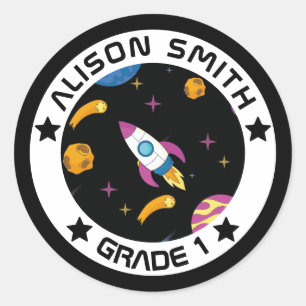 Personalised Kids Galaxy Travelling Classic Round Sticker