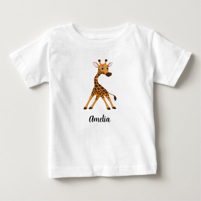 Personalised Kids Giraffe Girls Baby T-Shirt (Front)