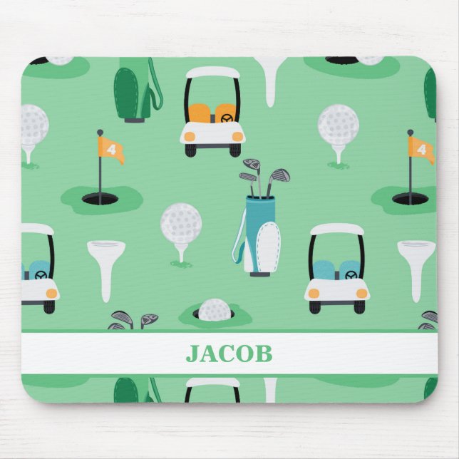 Personalised Kids Golfer Golfcart Golfing Sporty Mouse Pad (Front)