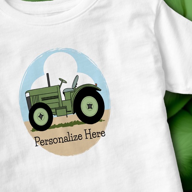 Personalised Kids Green Farm Tractor  Toddler T-Shirt (Personalized Kids Green Farm Tractor Toddler T-shirt)