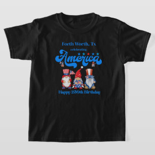 Personalised Kids Happy 250th America Gnomes T-Shirt