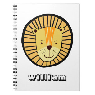Personalised Kids Lion Jungle Animal Name Notebook