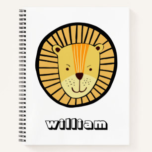 Personalised Kids Lion Jungle Animal Name Notebook