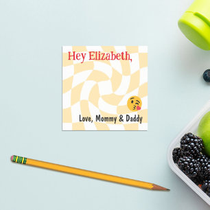 Personalised Kids Lunch Box Notes Retro Chequered