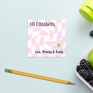 Personalised Kids Lunch Box Notes Retro Chequered