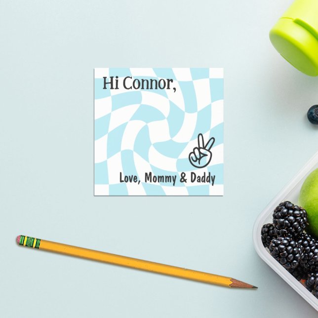 Personalised Kids Lunch Box Notes Retro Chequered (Creator Uploaded)