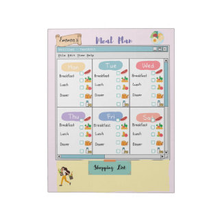 Personalised Kid's Meal Plan+Nutrition Check Box Notepad