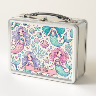 Personalised Kid's Mermaids Metal Lunch Box