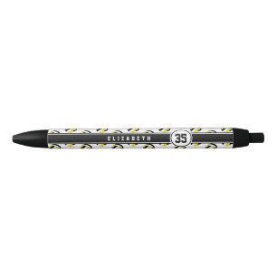 personalised kids name black gold volleyballs ink pen