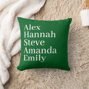 Personalised Kids Name Modern Family Dark Green Cushion